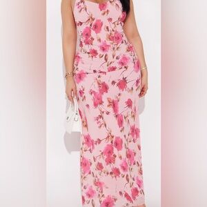 Fashion Nova Pink Floral Maxi Skirt